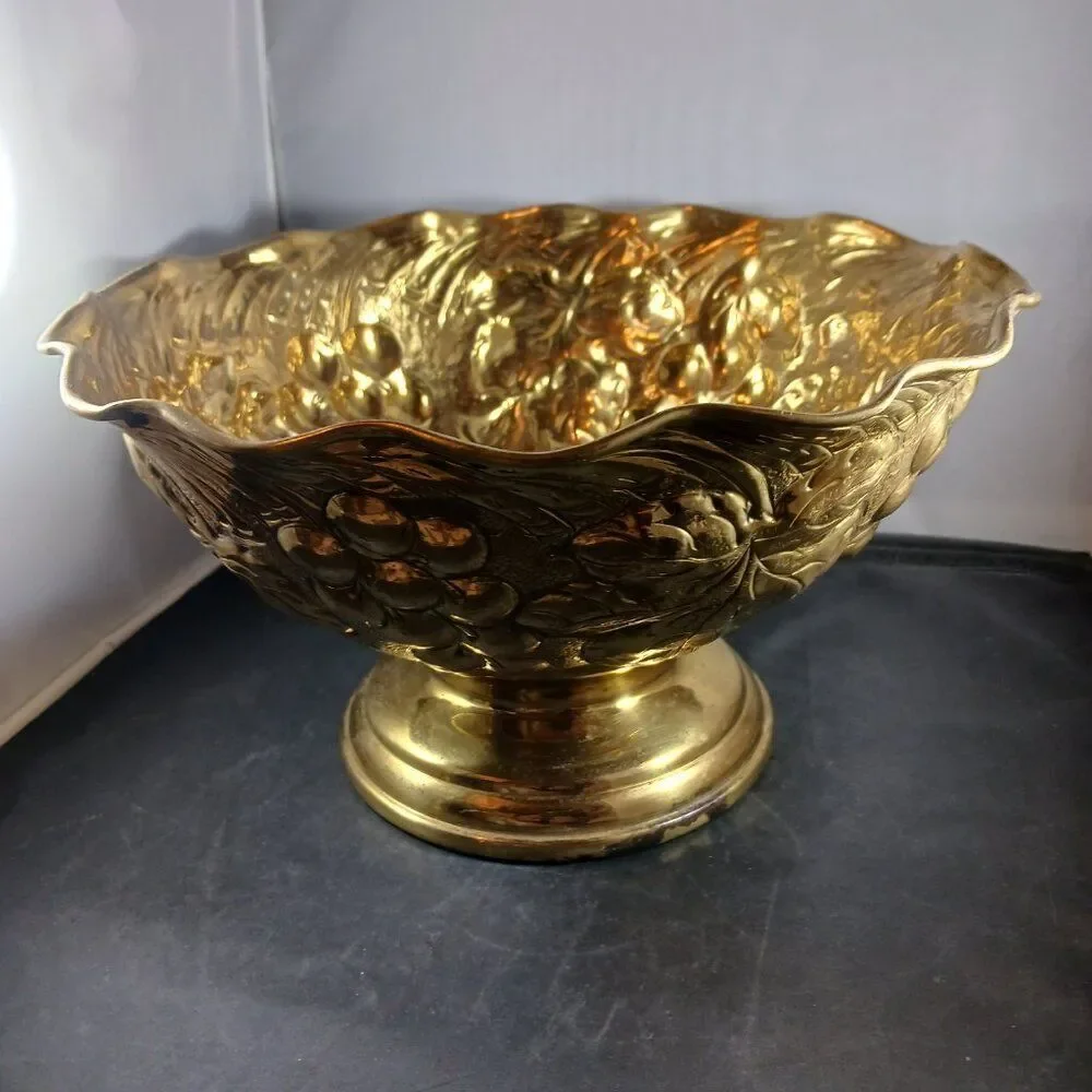 Brass Vintage Pedestal Large Bowl